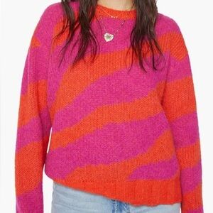 Mother The Biggie Sweater Don’t Sweat It Orange and Pink Alpaca Sweater Size M